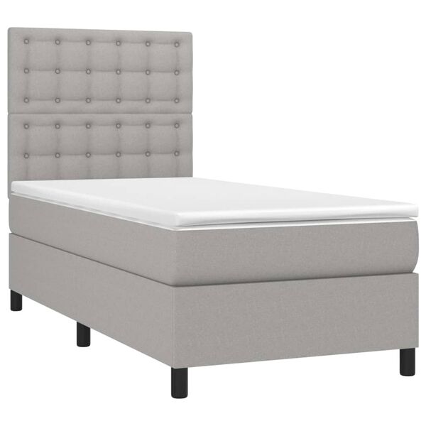 vidaXL Boxspringbett mit Matratze Hellgrau 90x200 cm Stoff