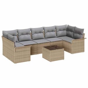 vidaXL Gartensofa-set mit Kissen 8 pcs Beige und Grau Poly-Rattan