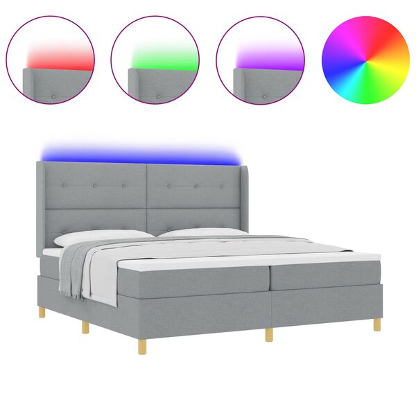 vidaXL Boxspringbett mit Matratze Hellgrau 140 x 200 cm Stoff