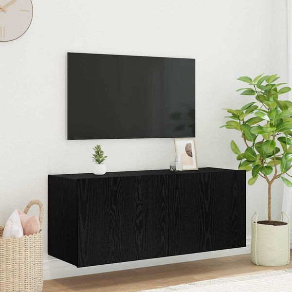 vidaXL TV-Wandschrank Schwarz Eichen-Optik 100 x 35 x 41 cm