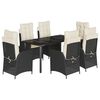 vidaXL 7-tlg. Garten-Essgruppe mit Kissen Schwarz Poly Rattan