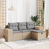vidaXL 4-tlg. Garten-Sofagarnitur mit Kissen Beige Poly Rattan