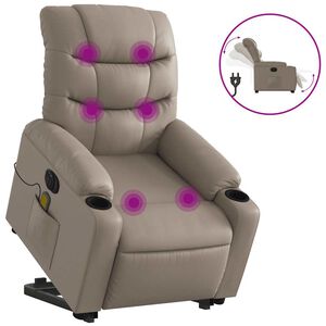 vidaXL Massagesessel mit Aufstehhilfe Elektrisch Cappuccino Kunstleder