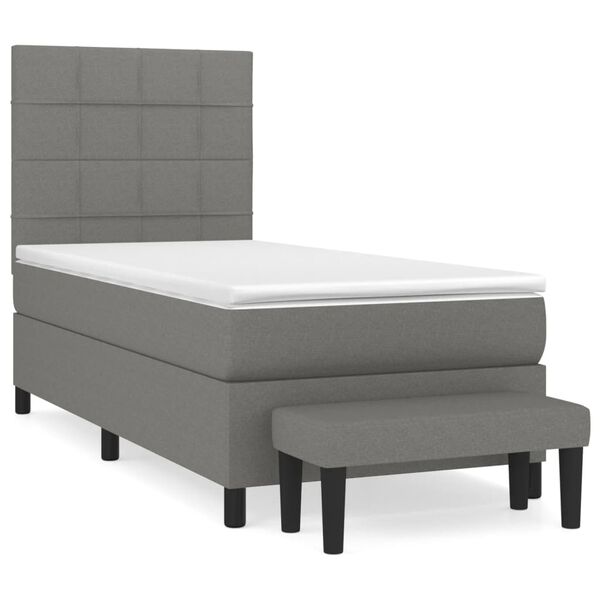 vidaXL Boxspringbett mit Matratze Dunkelgrau 100x200 cm Stoff