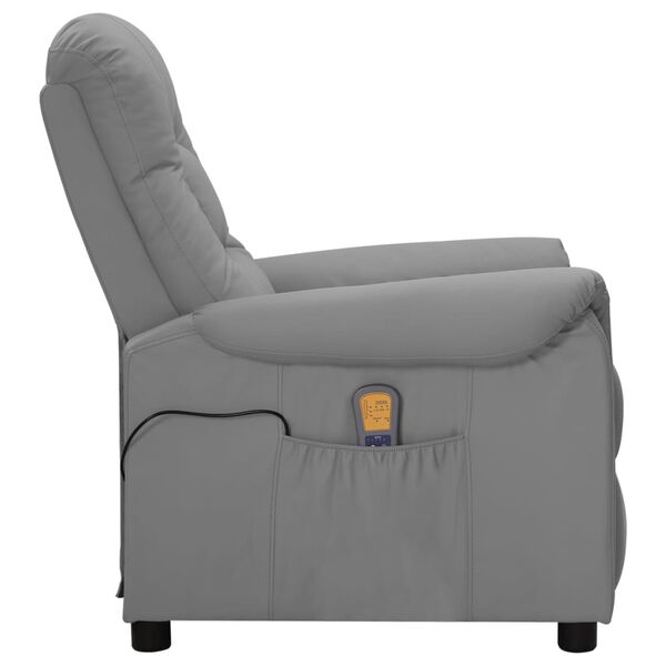 vidaXL Massagesessel mit Aufstehhilfe Grau Kunstleder