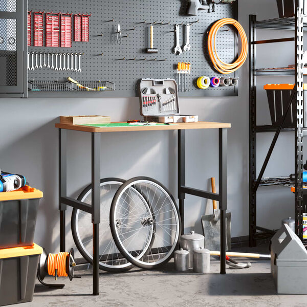 vidaXL Werkbank 100x60x(71,5-98) cm Massivholz Buche Rechteckig