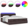 vidaXL Ottoman-Bett mit Matratzen & LEDs Dunkelbraun 200x200 cm Stoff