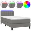 vidaXL Boxspringbett mit Matratze & LED Dunkelgrau 80x200 cm Stoff