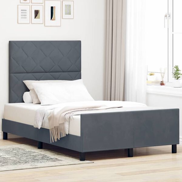 vidaXL Boxspringbett mit Kopfteil Dunkelgrau 120 x 190 cm Samt