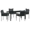vidaXL Garten Essgruppe 5 pcs Schwarz und Grau PE-Rattan