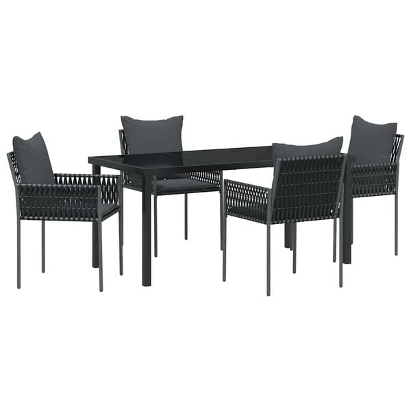 vidaXL Garten Essgruppe 5 pcs Schwarz und Grau PE-Rattan