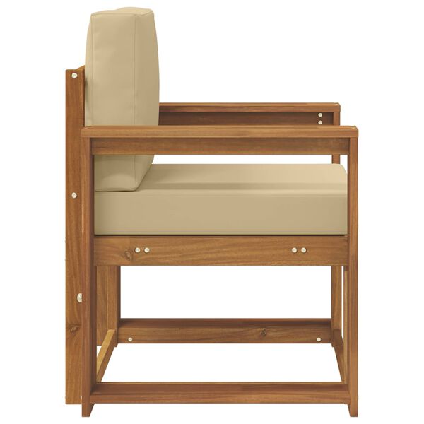 vidaXL Outdoor-Sofa Massives Akazienholz und Polyester Natur