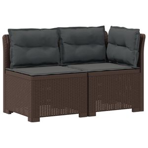 vidaXL 2-Sitzer Garten-Sofa mit Kissen Rattan-Look 2-Sitzer PP Braun