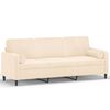 vidaXL 3-Sitzer-Sofa mit Kissen Creme 180 cm Samt