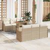 vidaXL Garten-Sofa-Set mit Speicher 7 pcs Beige Poly Rattan