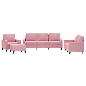 vidaXL 4-tlg. Sofagarnitur mit Kissen Rosa Samt