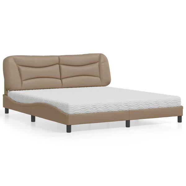 vidaXL Bett mit Matratze "Hvar" Cappuccino-Braun 180x200 cm Kunstleder