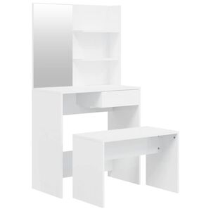 vidaXL Schminktisch-Set Hochglanz-Wei&szlig; 74,5x40x141 cm