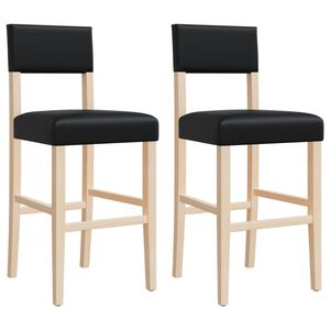 vidaXL Barst&uuml;hle 2 Stk. Massivholz Gummibaum und Kunstleder