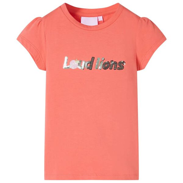 Kinder-T-Shirt mit Fl&uuml;gel&auml;rmeln Korallenrosa 140