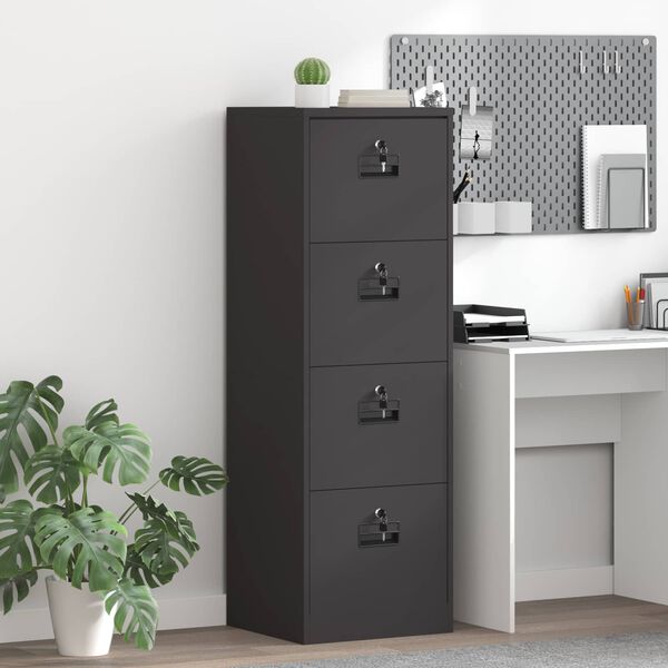 vidaXL Aktenschrank Schwarz 45,5 x 42 x 139 cm Kaltgewalzter Stahl
