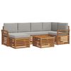 vidaXL Outdoor-Sofagarnitur 7 Stk. Nat&uuml;rlich und Hellgrau Polyester
