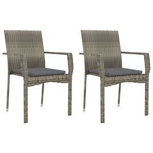 vidaXL Gartenst&uuml;hle mit Kissen 2 Stk. Poly Rattan Grau