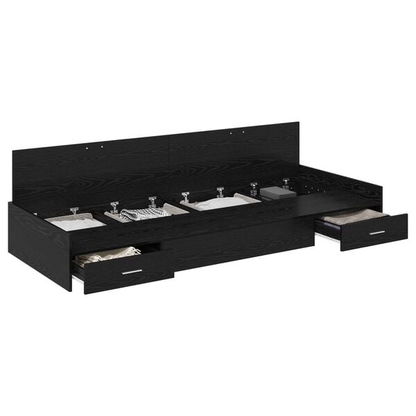 vidaXL Bettrahmen Schwarz Eichen-Optik 70 x 190 cm Holzwerkstoff