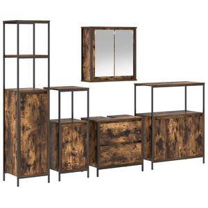 vidaXL Badezimmerm&ouml;bel-Set 5 stk. Braun 36 x 35 x 165 cm Holzwerkstoff