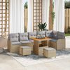 vidaXL Garten-Sofa-Set mit Kissen mit Kissen 9 pcs Beige und Hellgrau