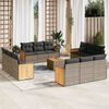 vidaXL 13-tlg. Garten-Sofagarnitur mit Kissen Grau Poly Rattan