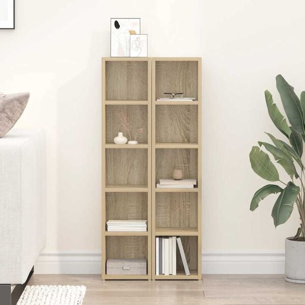 vidaXL CD-Regale 2 Stk. Sonoma-Eiche 21x16x93,5 cm Holzwerkstoff