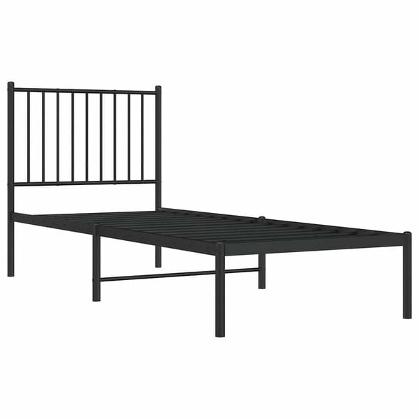 vidaXL Bettgestell mit Kopfteil Metall Schwarz 75x190 cm