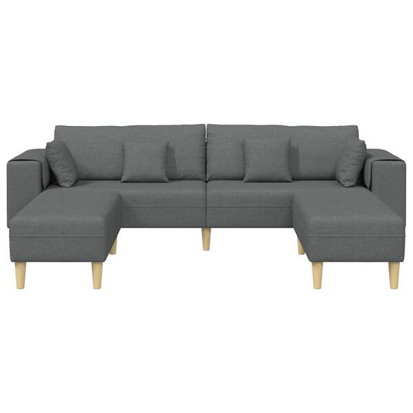vidaXL Stoffsofa mit Kissen Dunkelgrau 208 cm Stoff