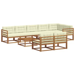 vidaXL Outdoor-Sofagarnitur mit Kissen 9 pcs Natur und Creme
