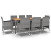vidaXL 9-tlg. Garten-Essgruppe Poly Rattan Grau