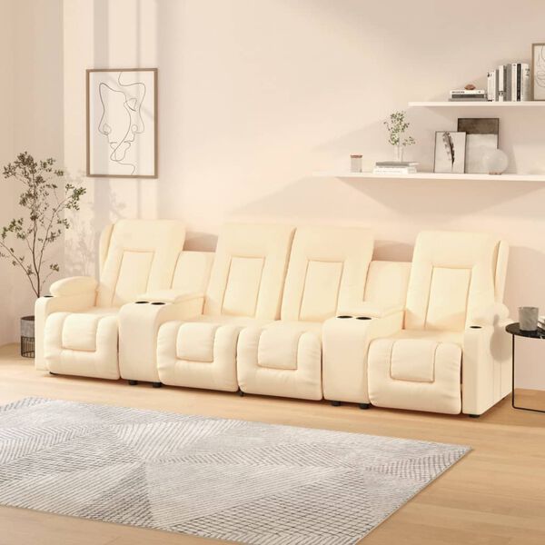 vidaXL 4-Sitzer Massagesessel mit Getränkehalter Creme Kunstleder