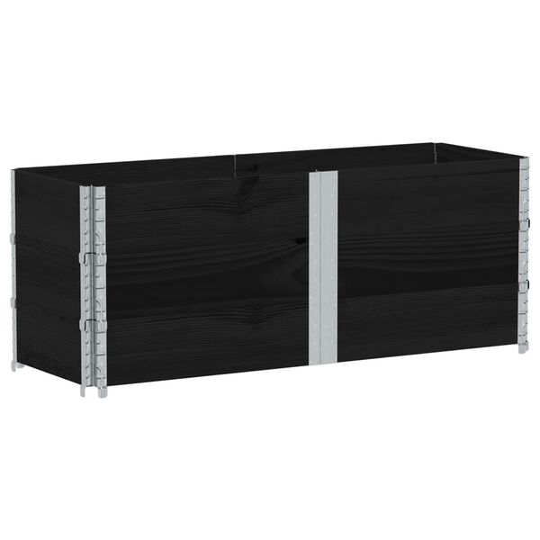 vidaXL Paletten-Aufsatzrahmen 3 Stk. Schwarz 150x50 Massivholz Kiefer