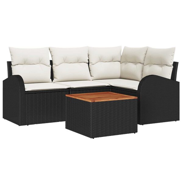 vidaXL Garten-Sofa-Set 5 pcs Schwarz und Wei&szlig;
