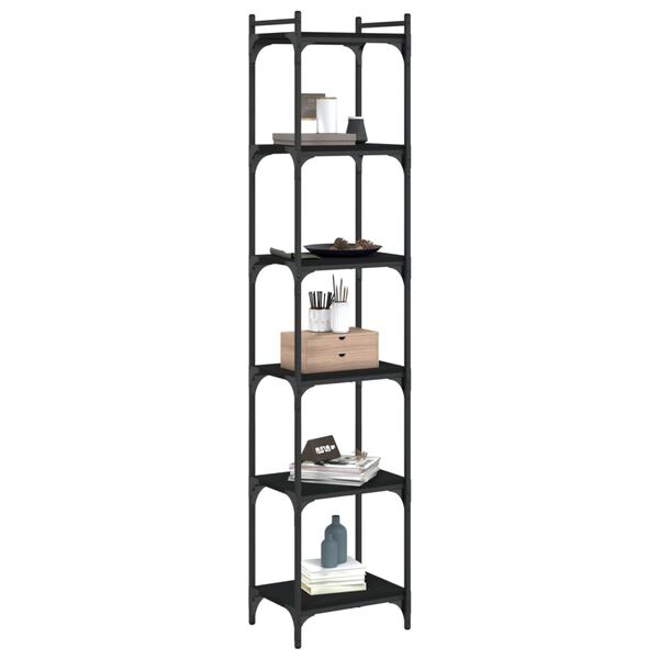 vidaXL B&uuml;cherregal 6 B&ouml;den Schwarz 40x30x188 cm Holzwerkstoff