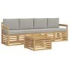 vidaXL Outdoor-Sofagarnitur 5 pcs Wei&szlig; und Hellgrau Polyester