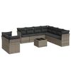 vidaXL 10-tlg. Garten-Sofagarnitur mit Kissen Grau Poly Rattan