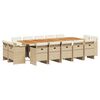 vidaXL 15-tlg. Garten-Essgruppe mit Kissen Beige Poly Rattan