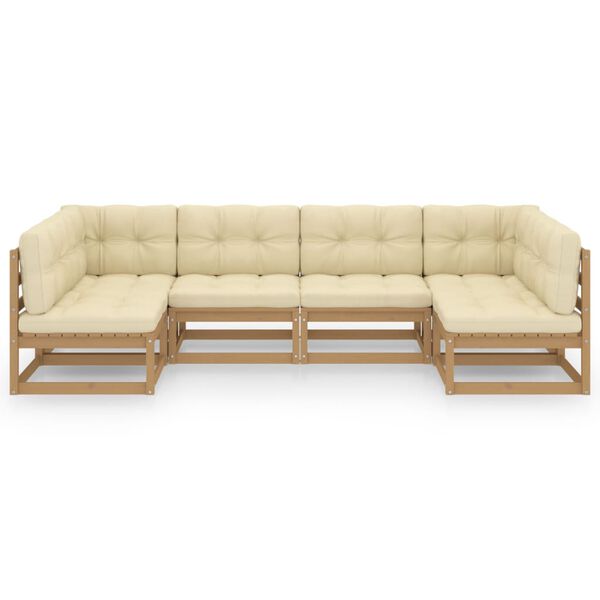 vidaXL 6-tlg Garten-Lounge-Set mit Kissen Honigbraun Massivholz Kiefer