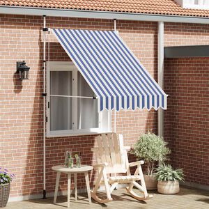 vidaXL Einziehbare Markise Handbetrieben 150 cm Blau/Wei&szlig; Gestreift