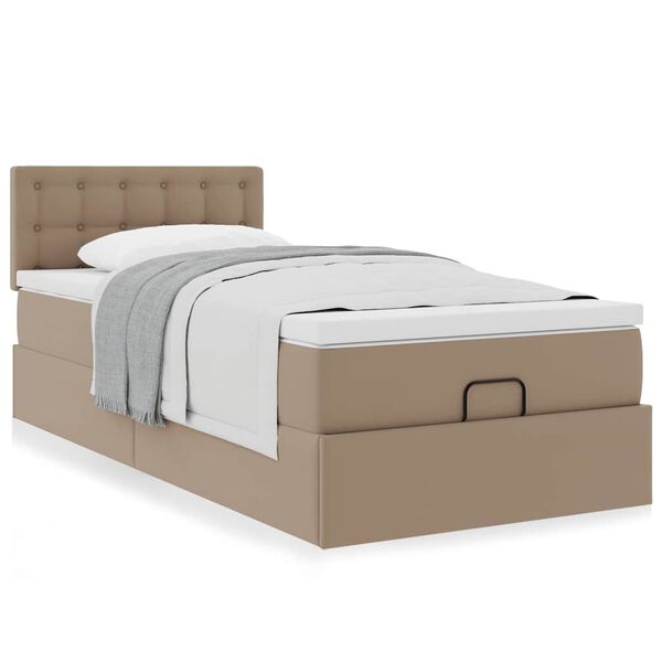 vidaXL Ottoman-Bett mit Matratze Cappuccino-Braun 90x200 cm Kunstleder
