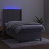 vidaXL Boxspringbett mit Matratze & LED Hellgrau 80x200 cm Samt