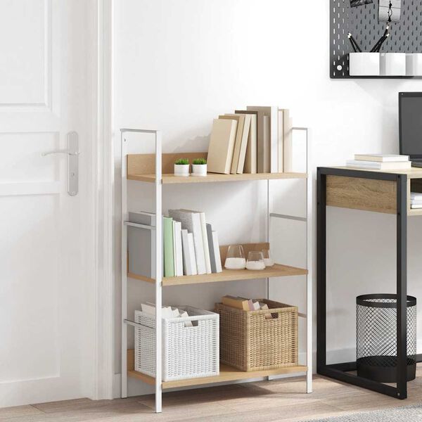 vidaXL B&uuml;cherregal 3 Regalb&ouml;den Eiche 60&times;27,6&times;90,5 cm Holzwerkstoff