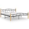 vidaXL Bettgestell Schwarz Metall und Massivholz Eiche 200x200 cm