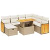 vidaXL 8-tlg. Garten-Sofagarnitur mit Kissen Beige Poly Rattan